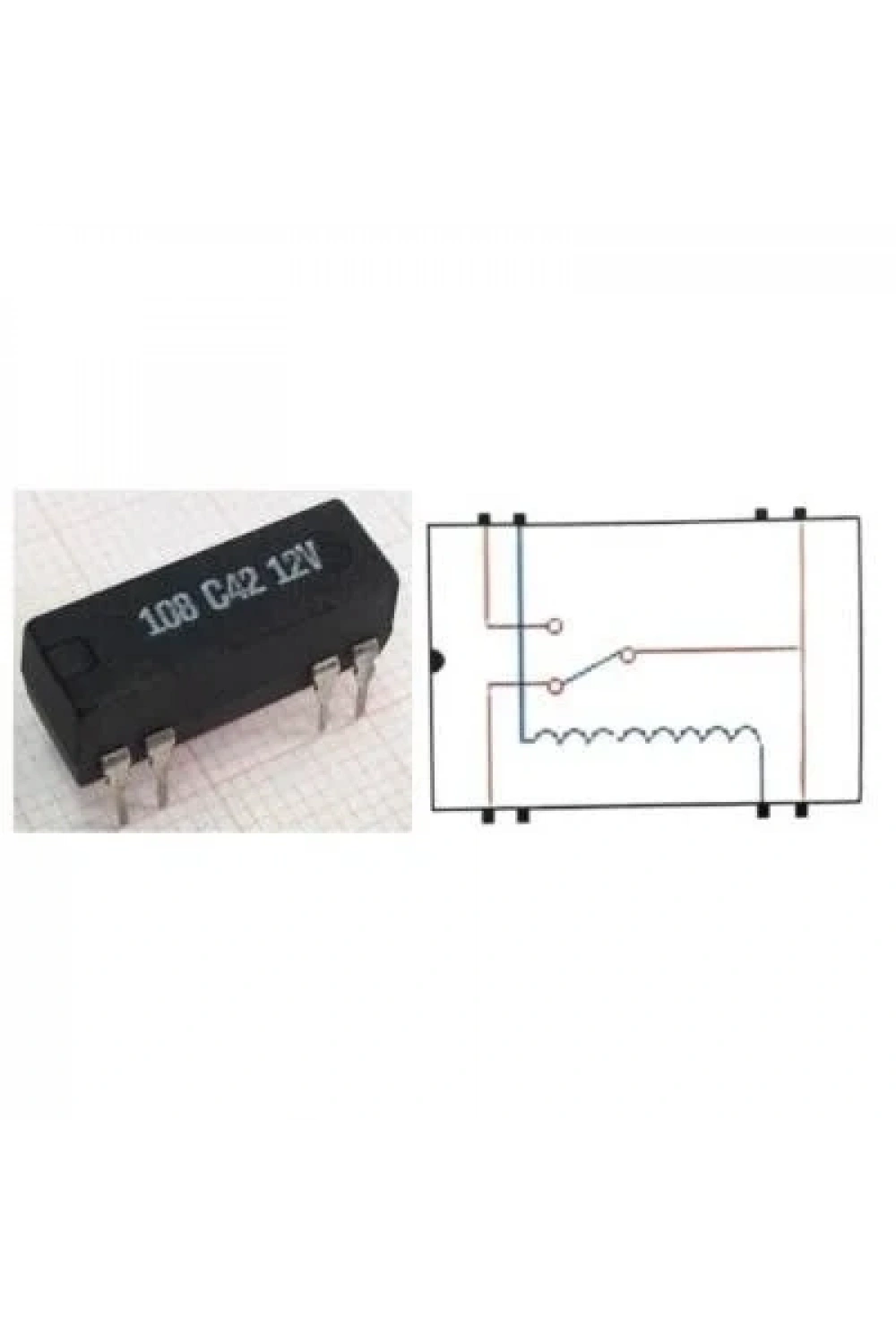 108 C42 12V Reed Röle Tek Kontak C/O 12VDC 0.25A