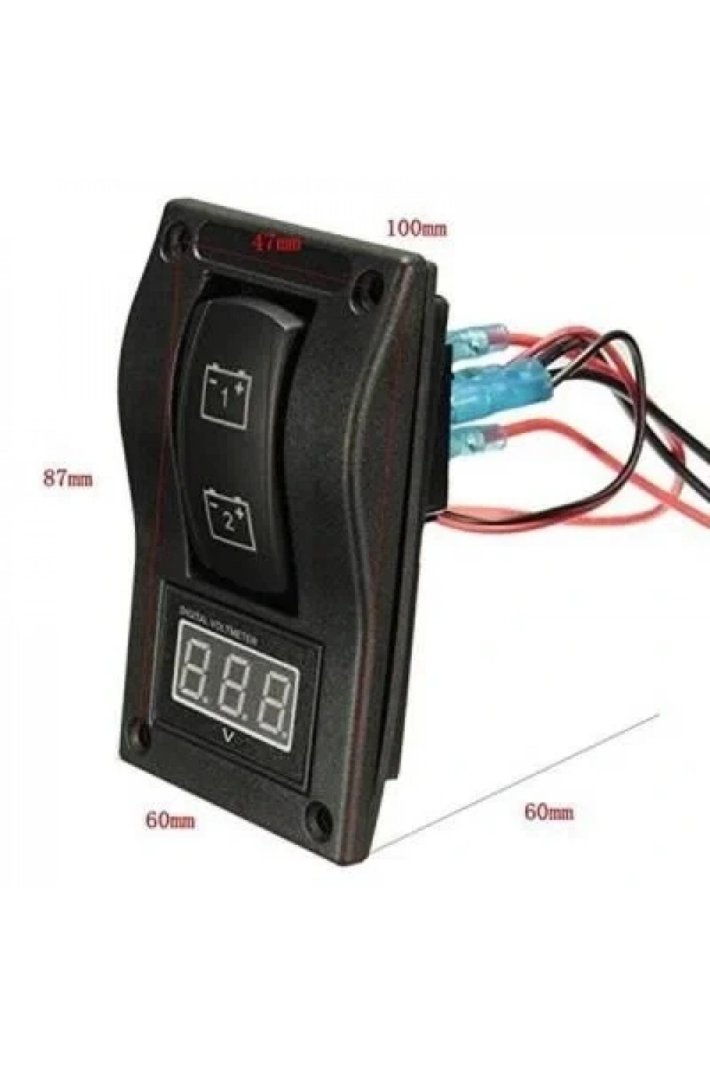 12-24V Ekranlı Çift Akü Göstergesi ON-OFF-ON Anahtar Voltmetre