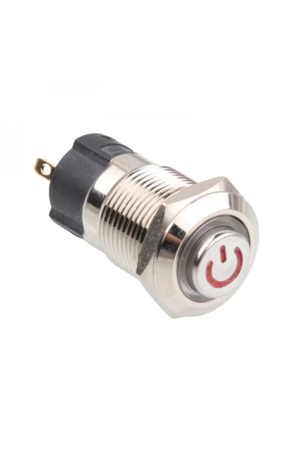 12A-G1-C 12mm Çıkık Yaylı Işıklı Power Metal Buton - Kırmızı