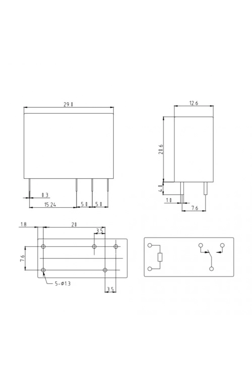 12V 10A Tek Kontak Röle - HLS-14F1L-DC12V-C