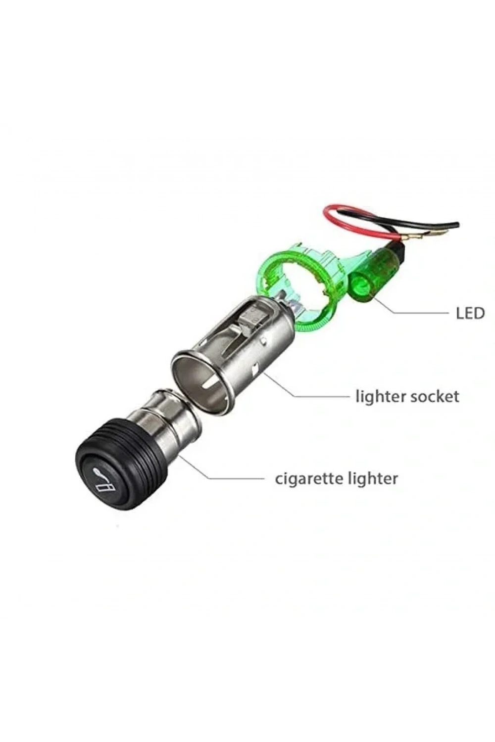 12V 120W Işıklı Oto Çakmaklık - Kırmızı