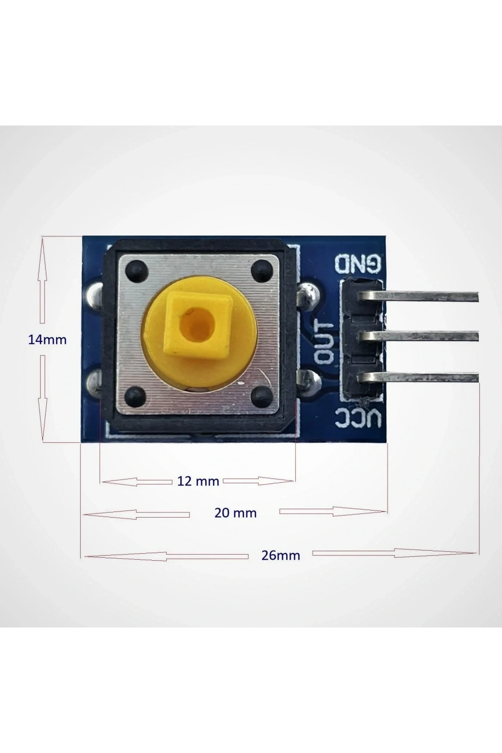 12x12mm Push Buton Switch Modül Sarı Kapak 1 Adet
