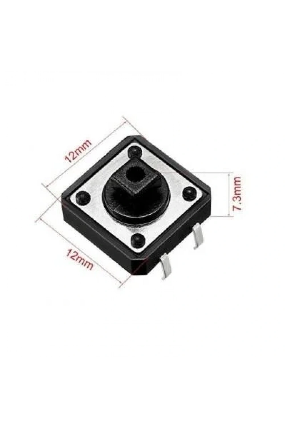 12x12x7.3mm 4 Pinli Siyah Push Buton - Tact Switch
