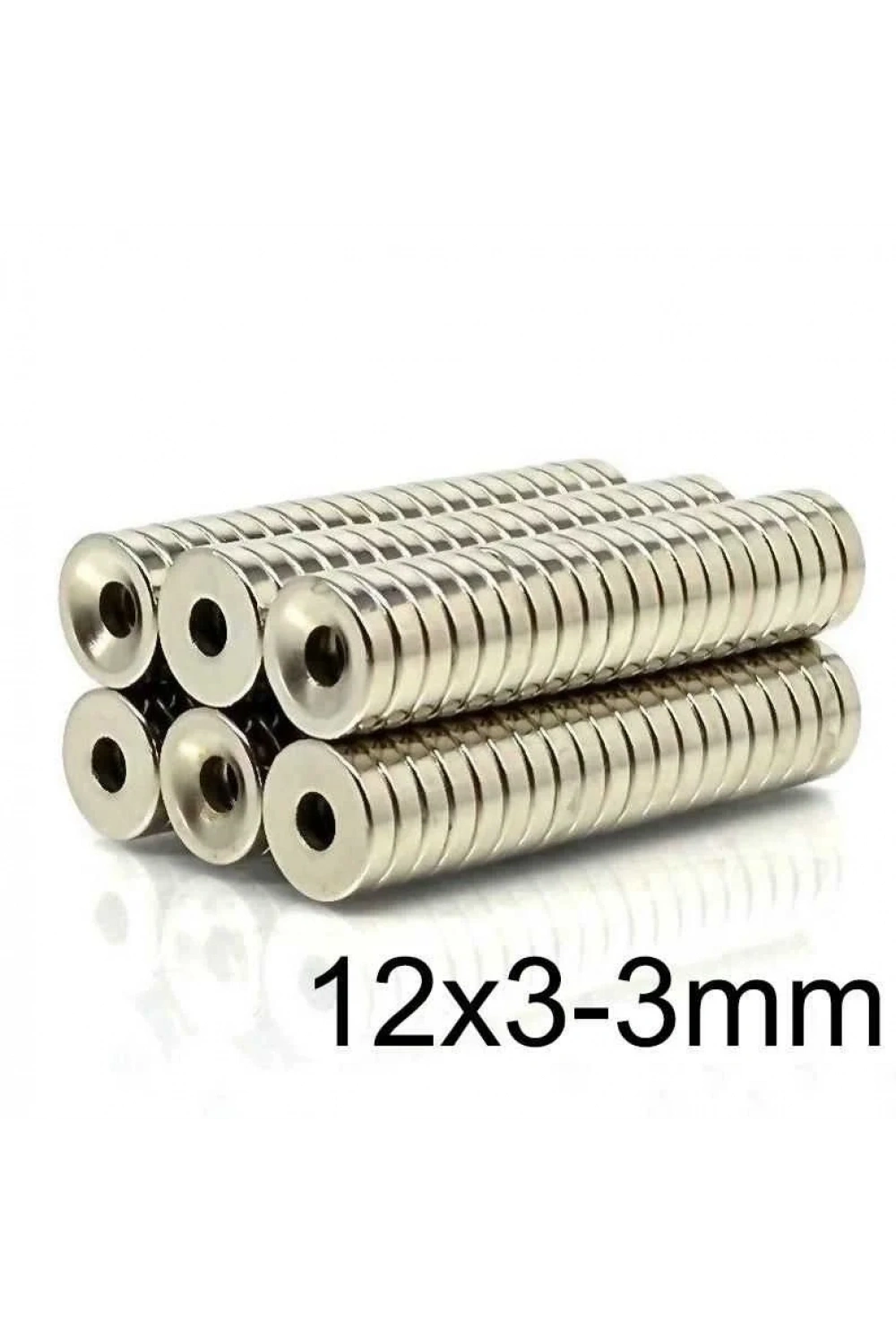 12X3-3mm Havşa Delikli Neodyum Güçlü Mıknatıs - Neodim Magnet