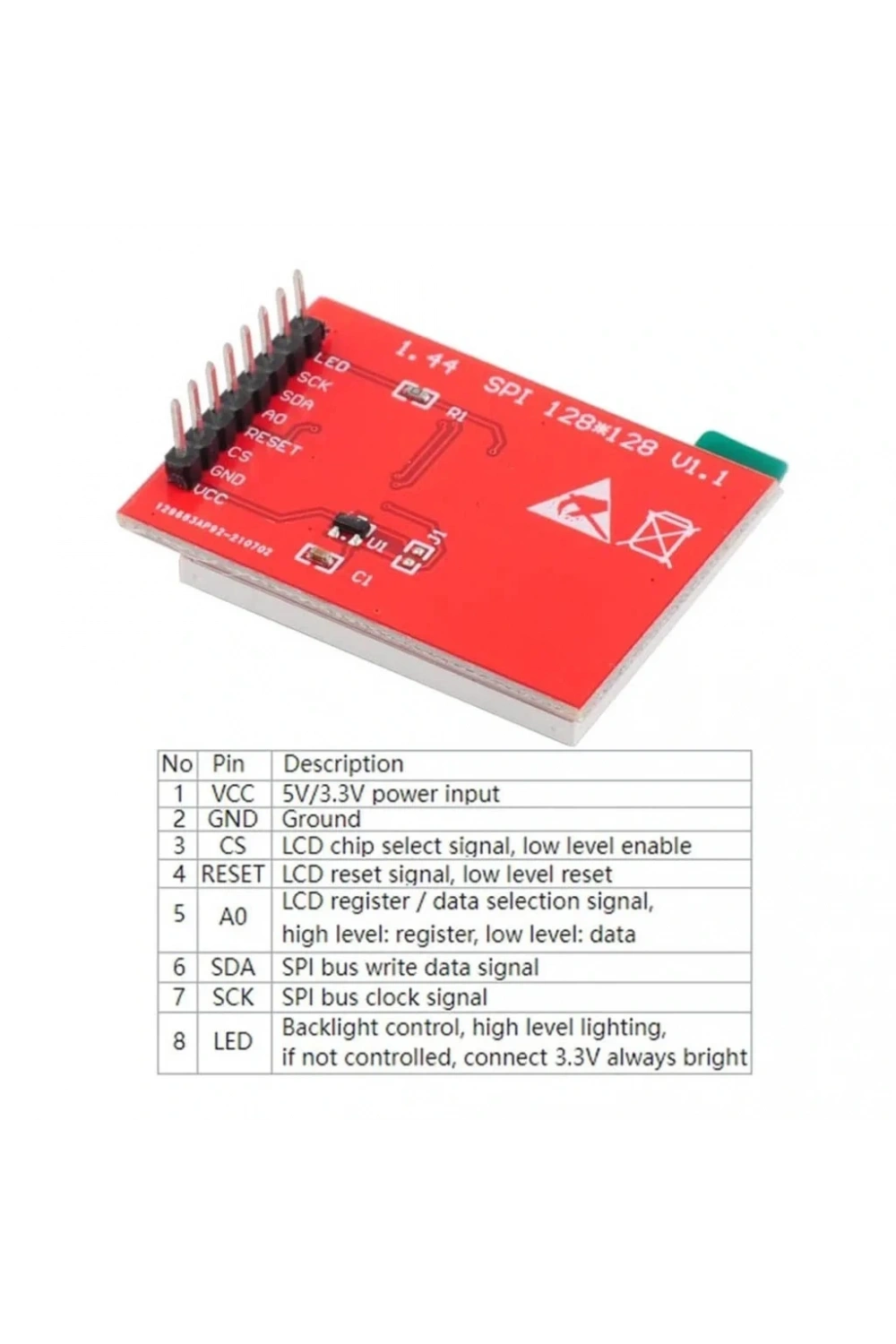 1.44 Inch Oled 128X128 SPI ST7735S Renkli TFT LCD Ekran Modülü