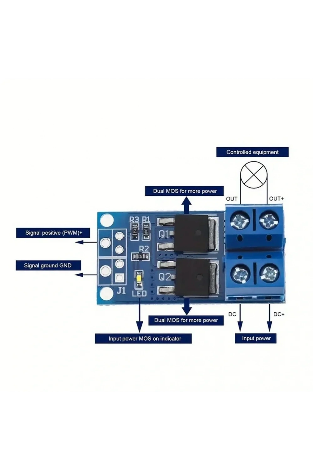 15A 400W PWM Kontrollü Mosfet Anahtarlama Modülü