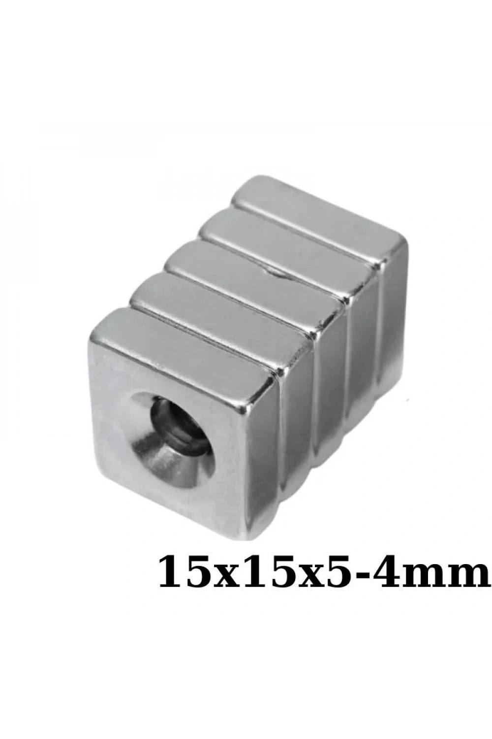 15x15x5-4mm Havşa Delikli Neodyum Güçlü Mıknatıs - Neodim Magnet
