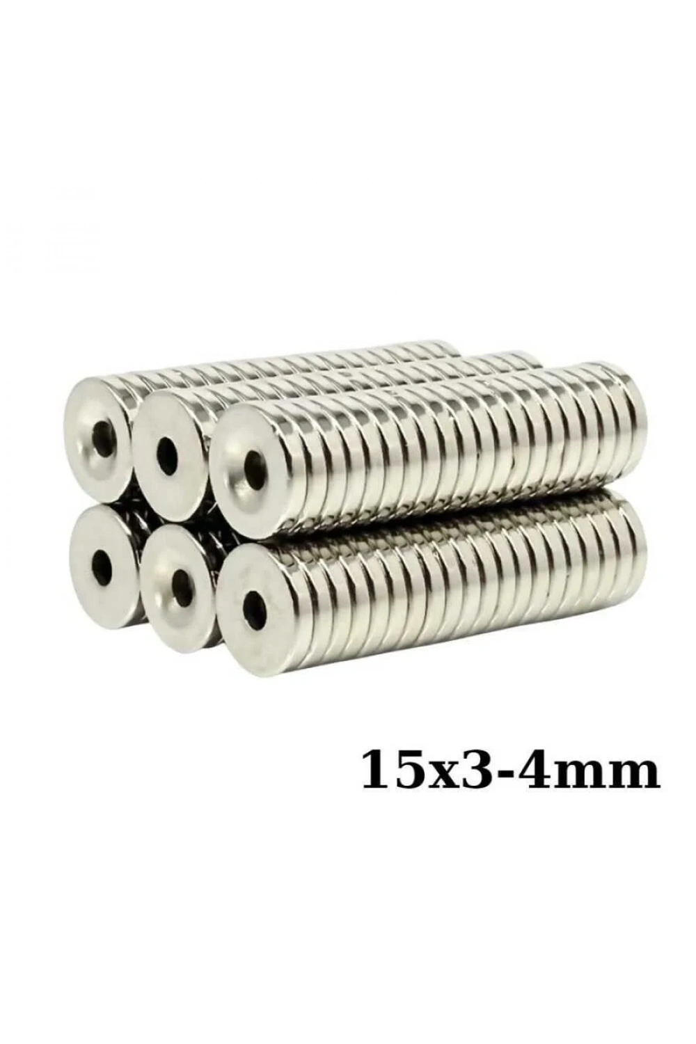 15X3-4mm Havşa Delikli Neodyum Güçlü Mıknatıs - Neodim Magnet