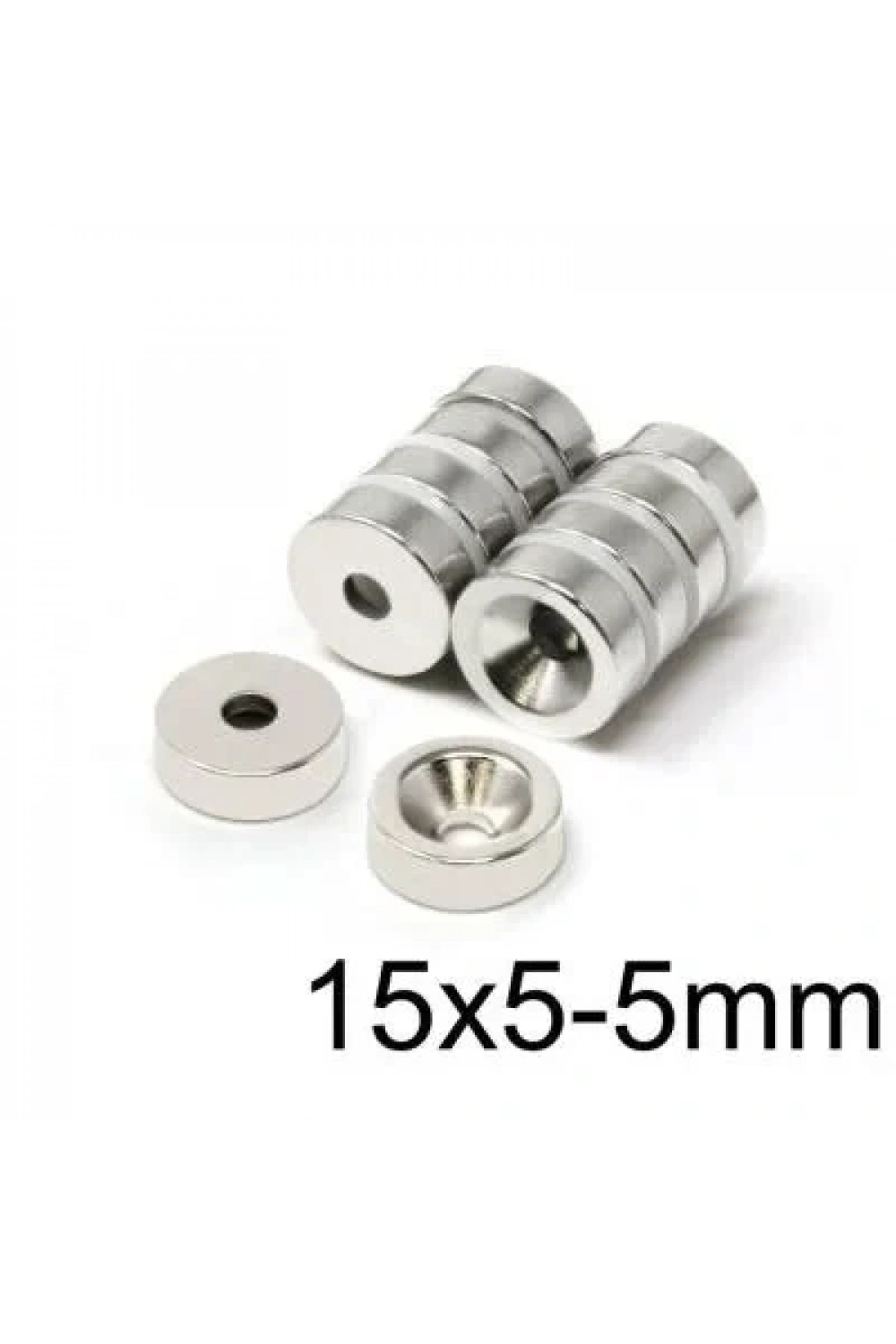 15X5-5mm Havşa Delikli Neodyum Güçlü Mıknatıs - Neodim Magnet