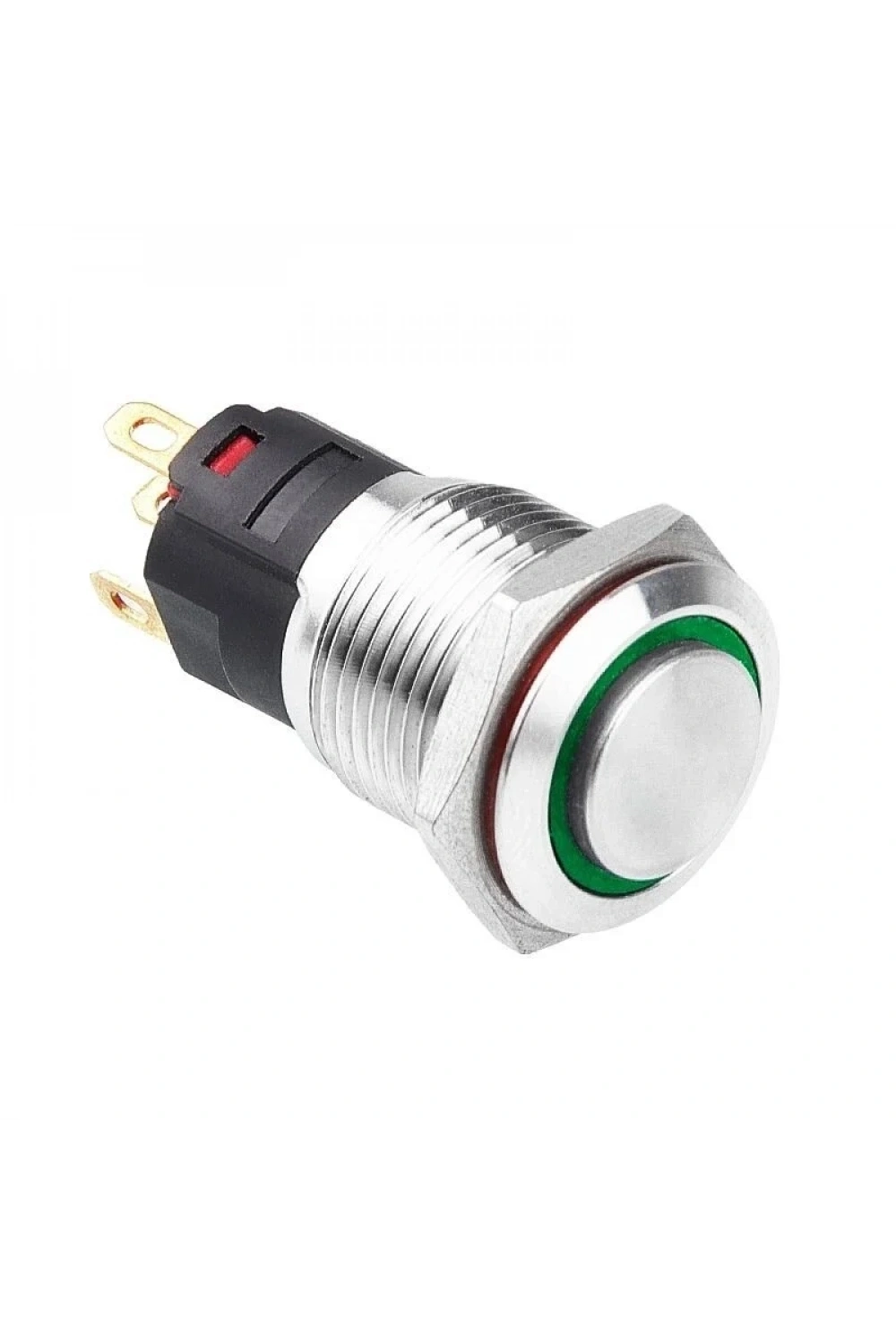 16A-G1Z-E 16mm Çıkık Anahtarlı Işıklı Metal Buton - Yeşil