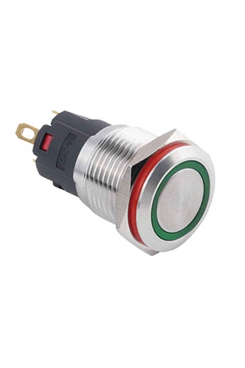 16A-P1Z-E 16mm Düz Anahtarlı Işıklı Metal Buton - Yeşil