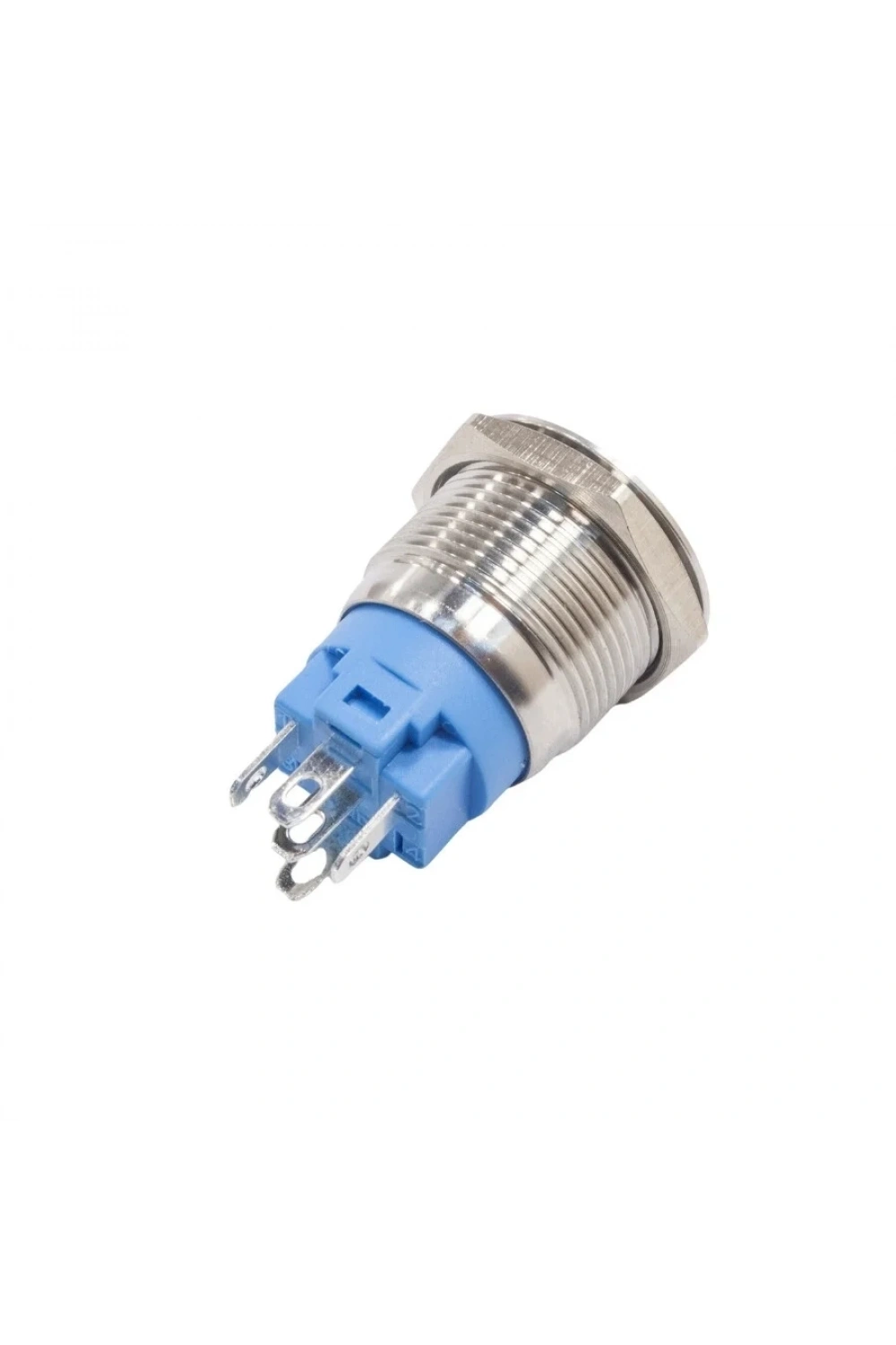 19FXHX 19mm Düz Anahtarlı Işıklı Led İşaretli Metal Buton - Beyaz