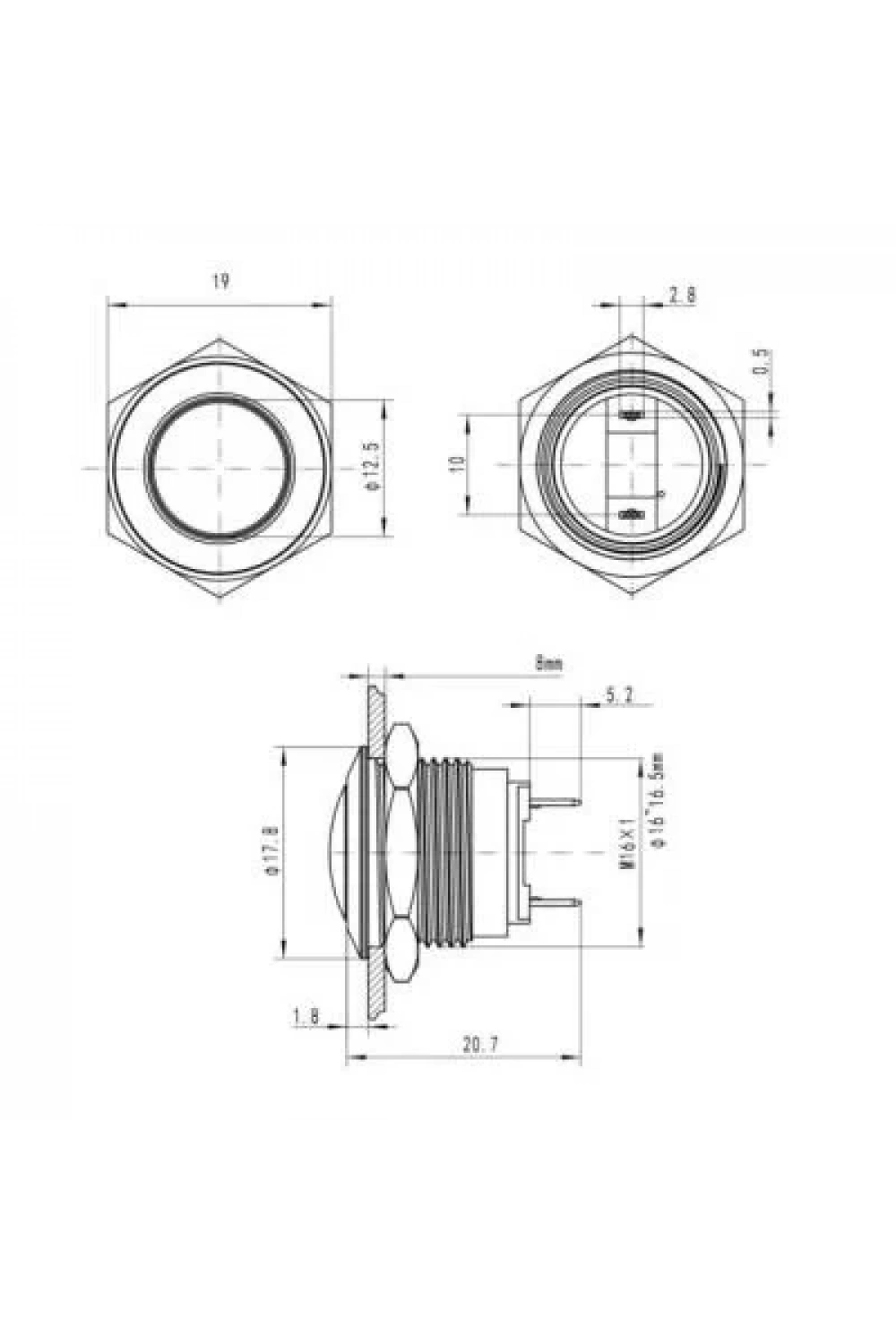 19G-Q1 19mm Bombeli Yaylı Metal Buton