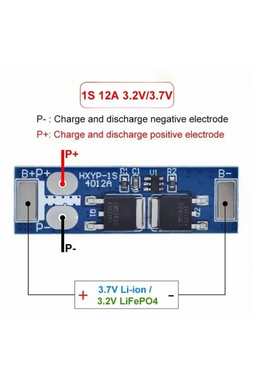 1S 12A BMS 3.7V 18650 Lityum Pil Şarj Koruma Devresi