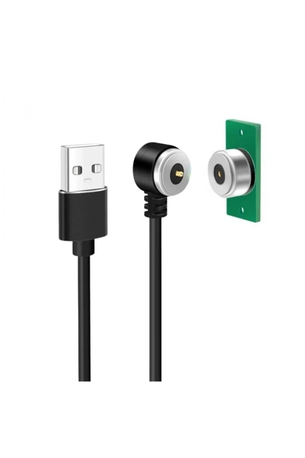 2-Pin 10mm 90C Kablolu PCBli Pogo Pin Manyetik Konnektör Takımı - USB Soketli