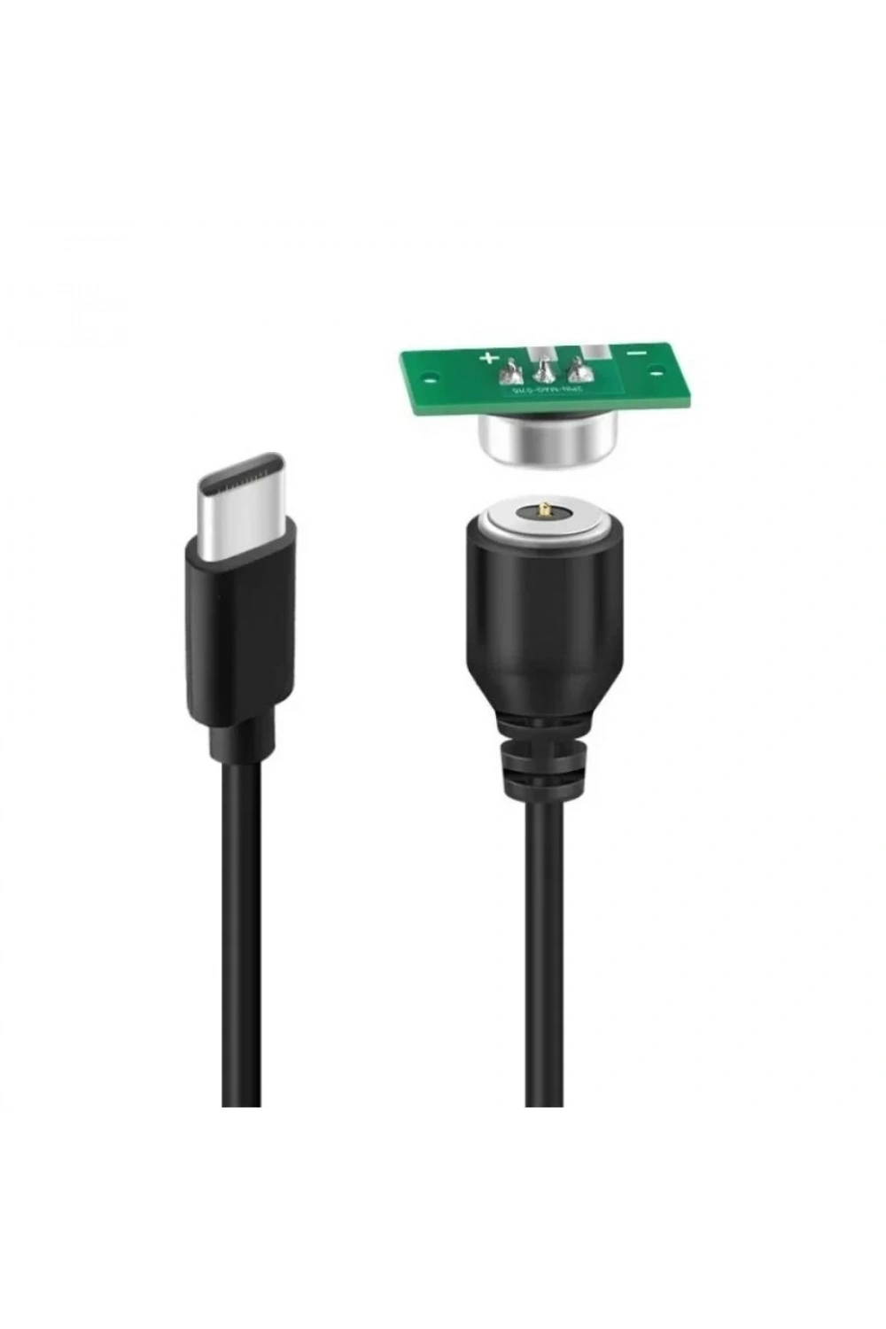 2-Pin 10mm Kablolu PCBli Pogo Pin Manyetik Konnektör Takımı - Type-C Soketli