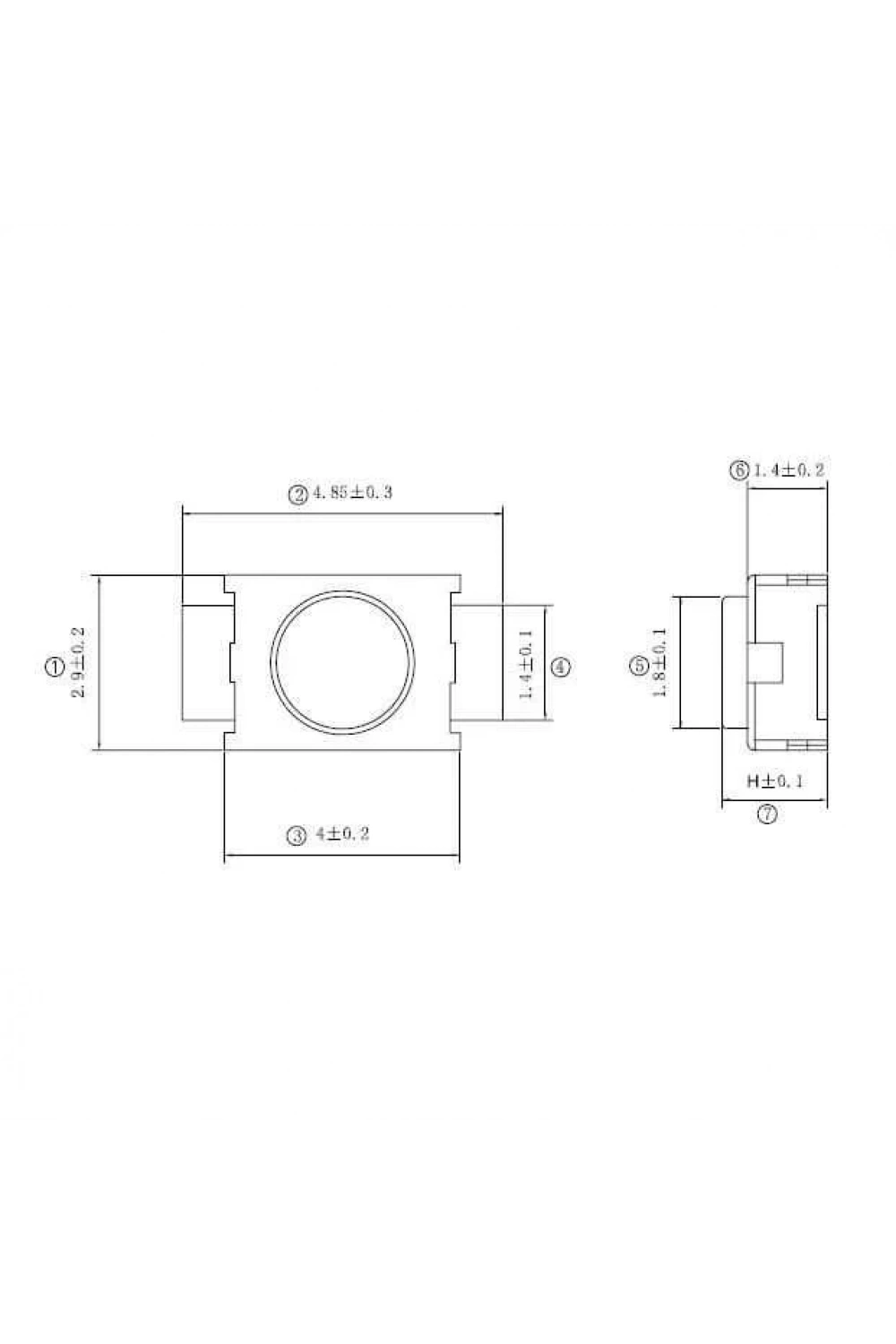 2 Pinli 4x3x2mm Buton