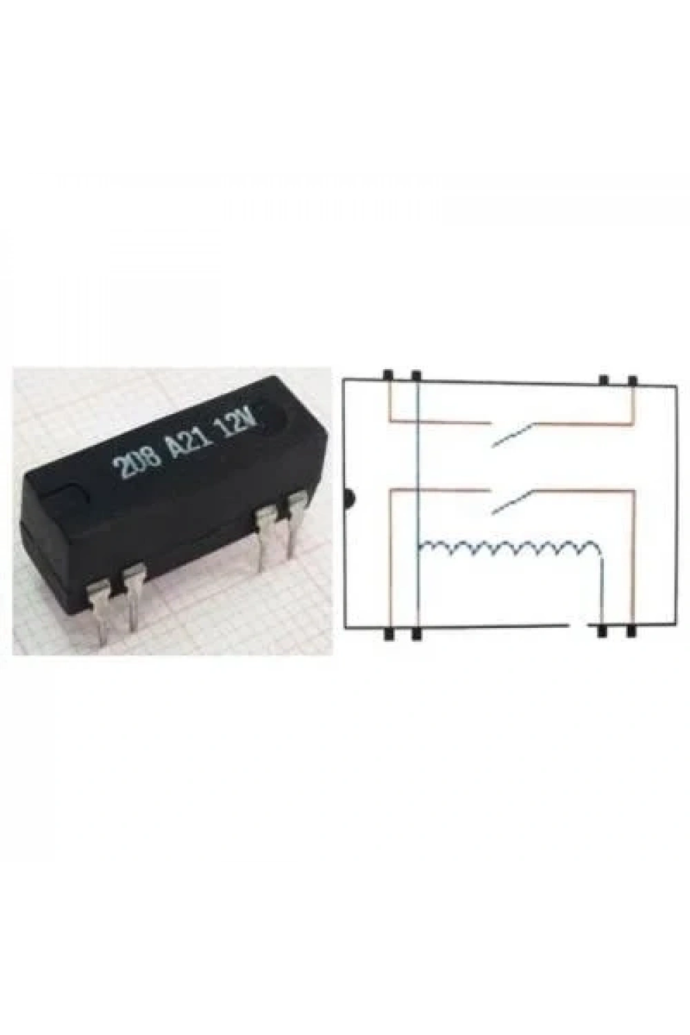 208 A21 12V Reed Röle Çift Kontak N/O 12VDC 0.5A
