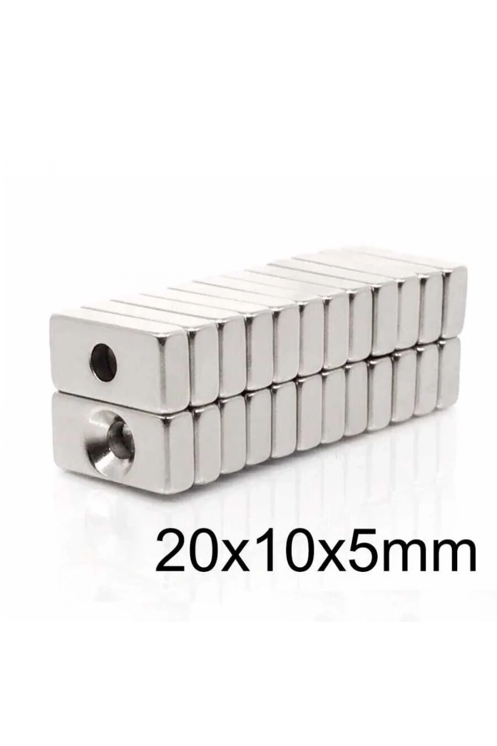20X10x5-4mm Havşa Delikli Neodyum Güçlü Mıknatıs - Neodim Magnet