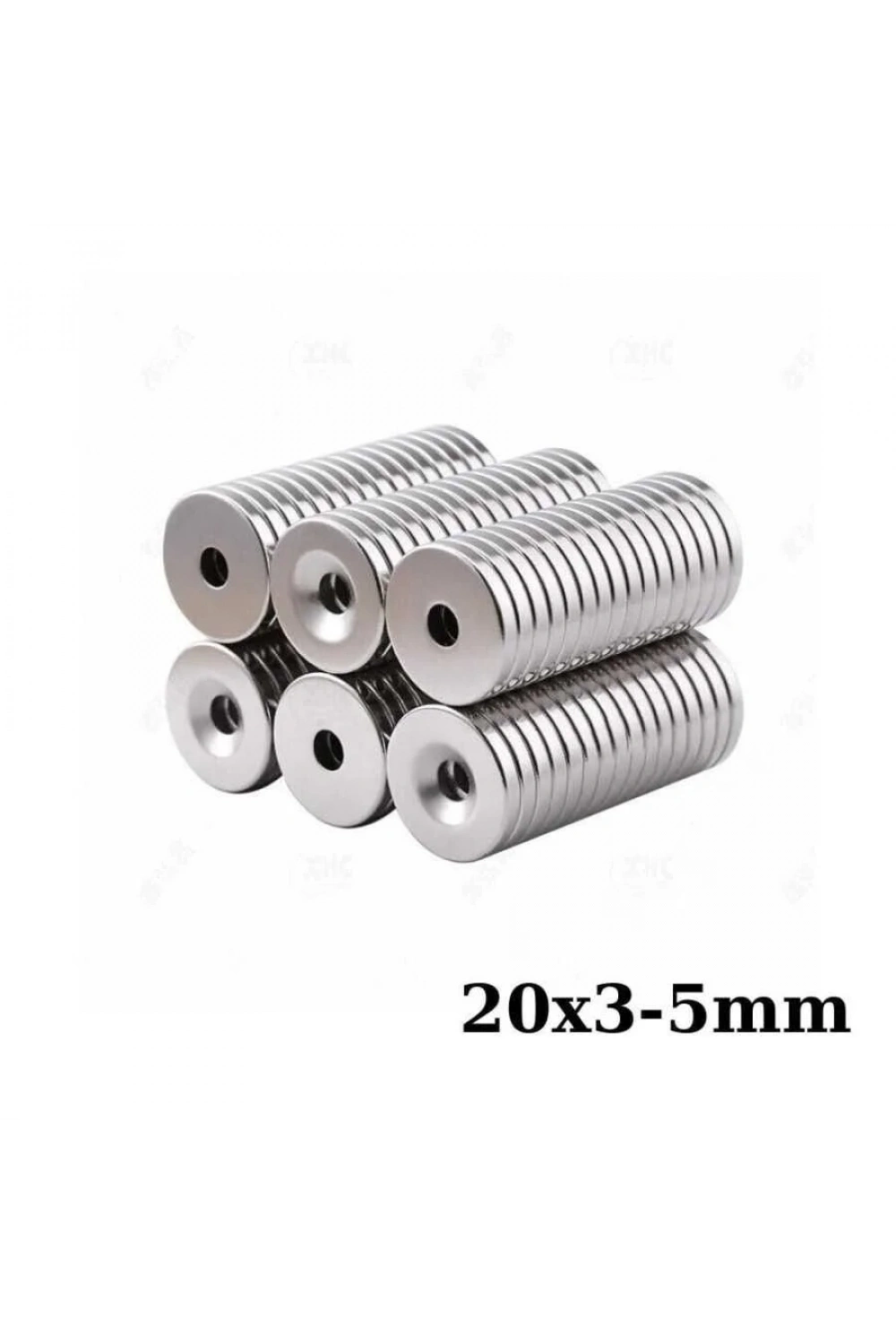 20x3-5mm Havşa Delikli Neodyum Güçlü Mıknatıs - Neodim Magnet