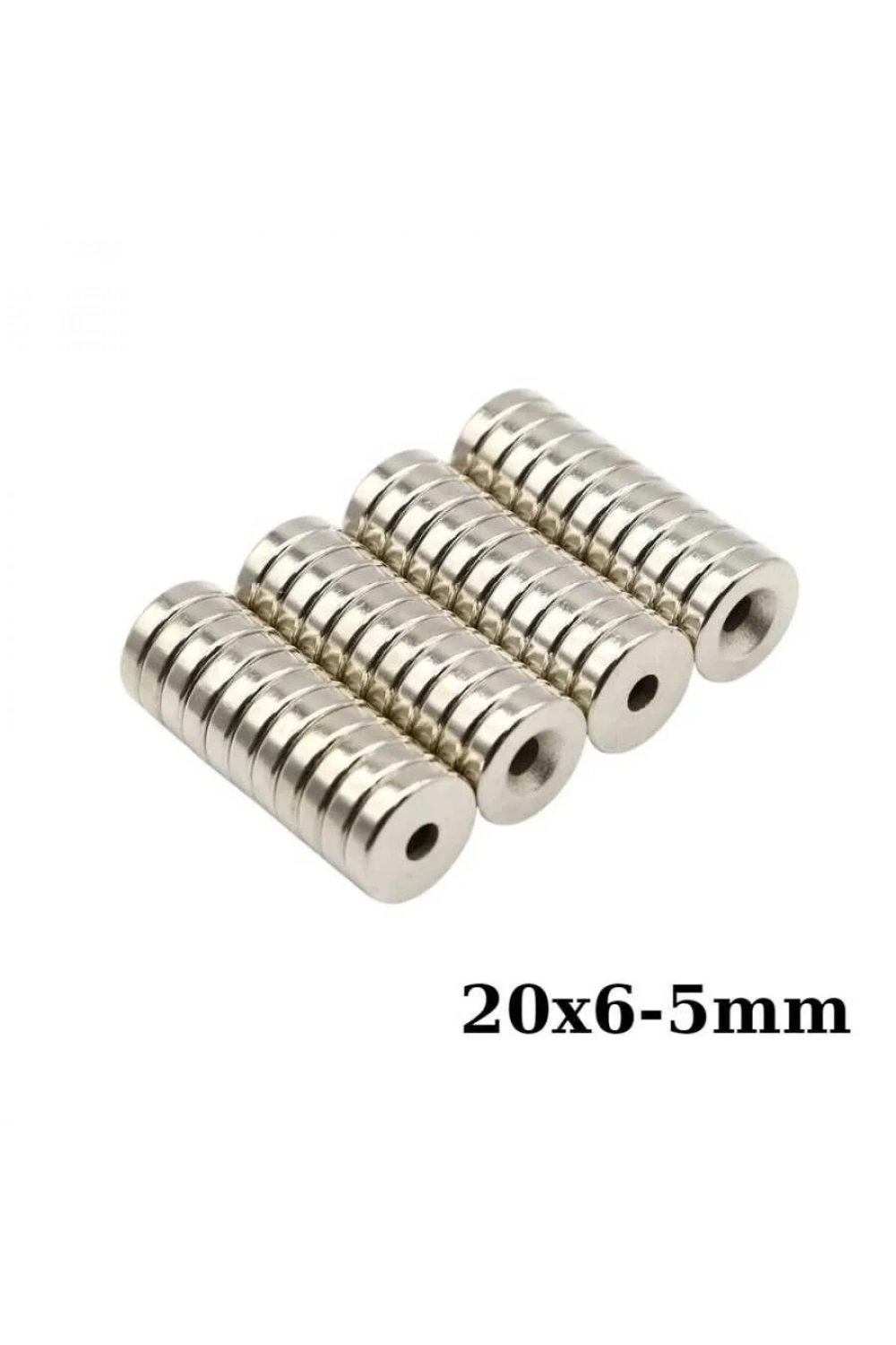 20x6-5mm Havşa Delikli Neodyum Güçlü Mıknatıs - Neodim Magnet