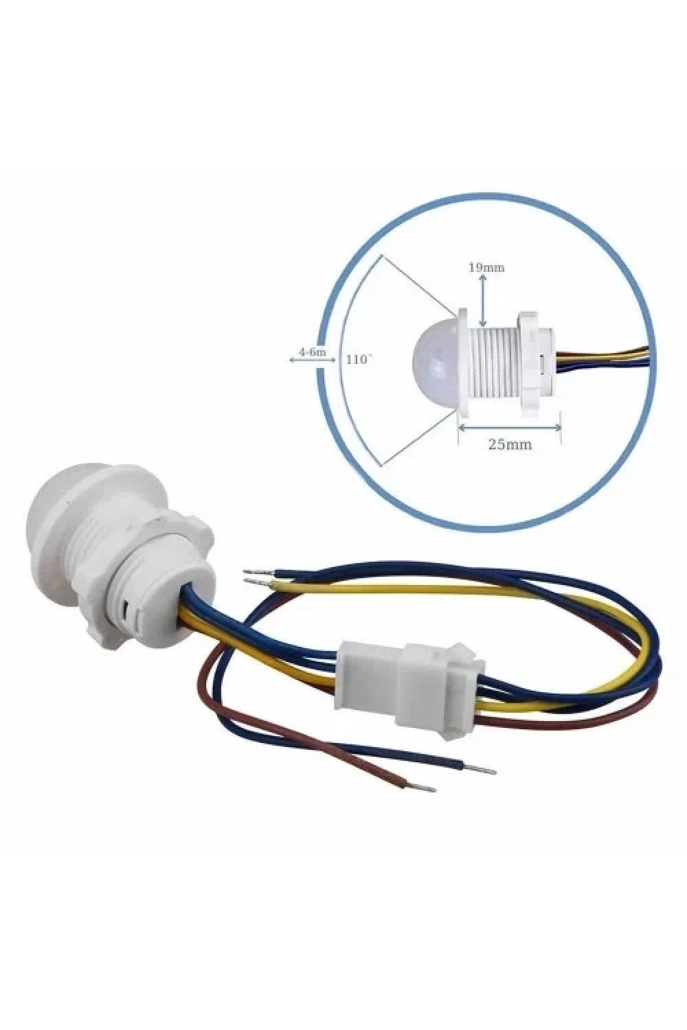 220V Hareket Pır Sensörü - Otomatik Lamba Sensörü 25cm Kablolu