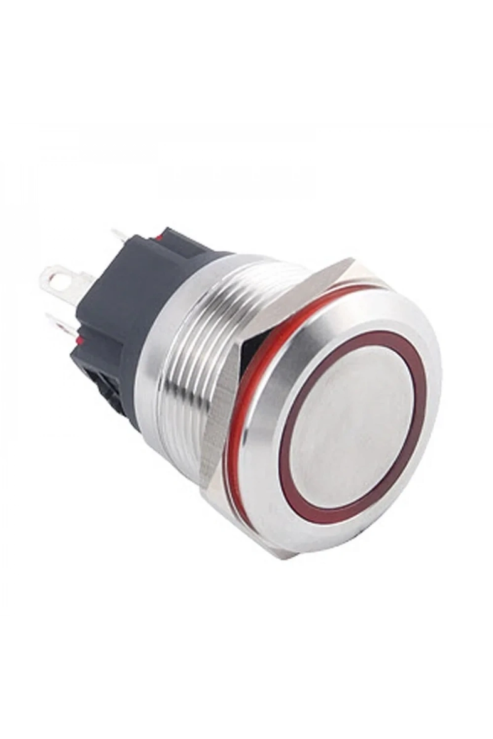 22B-P1Z-E 22mm Düz Anahtarlı Işıklı Metal Buton - Kırmızı