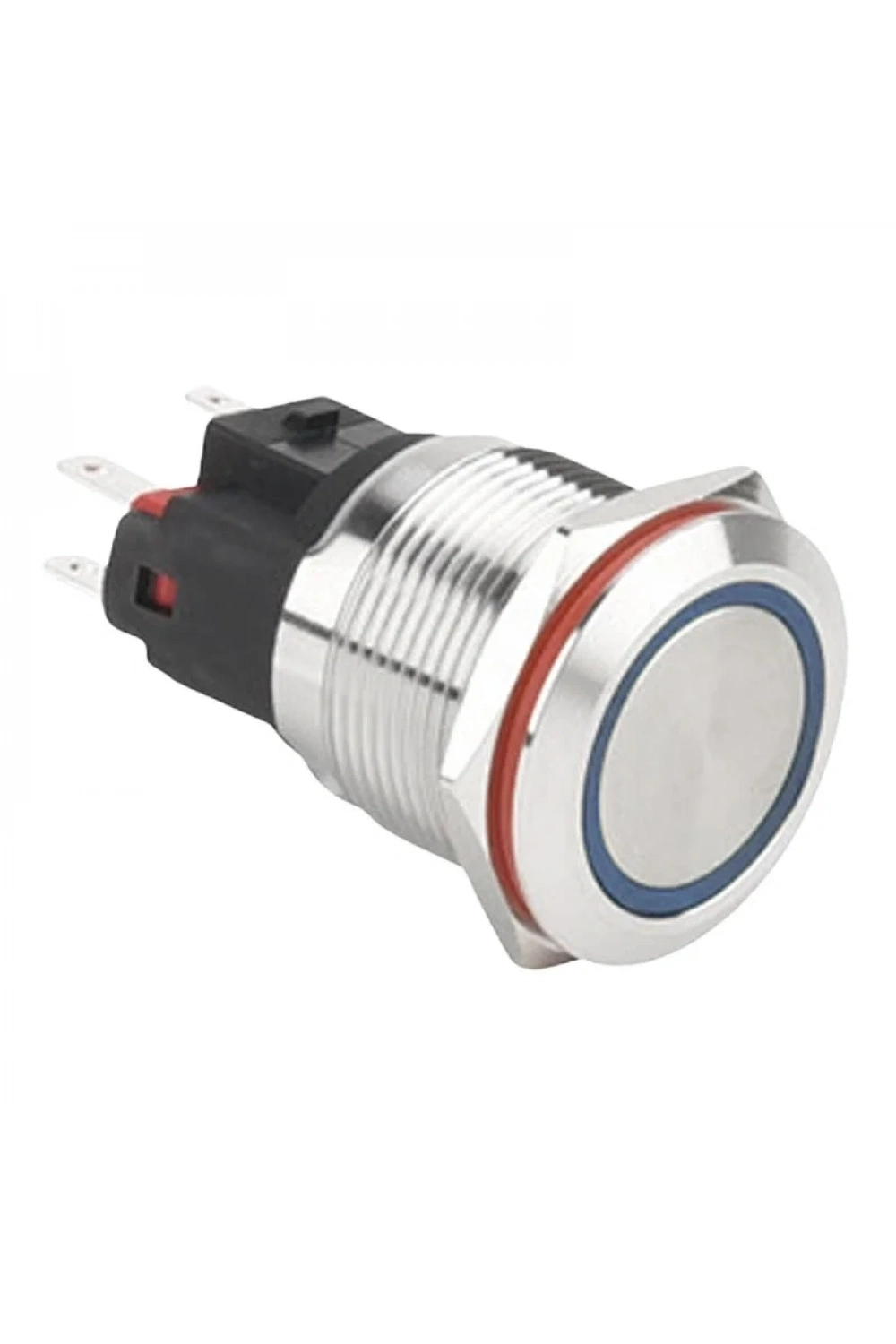 22E-P1Z-E 22mm Düz Anahtarlı Işıklı Metal Buton - Mavi