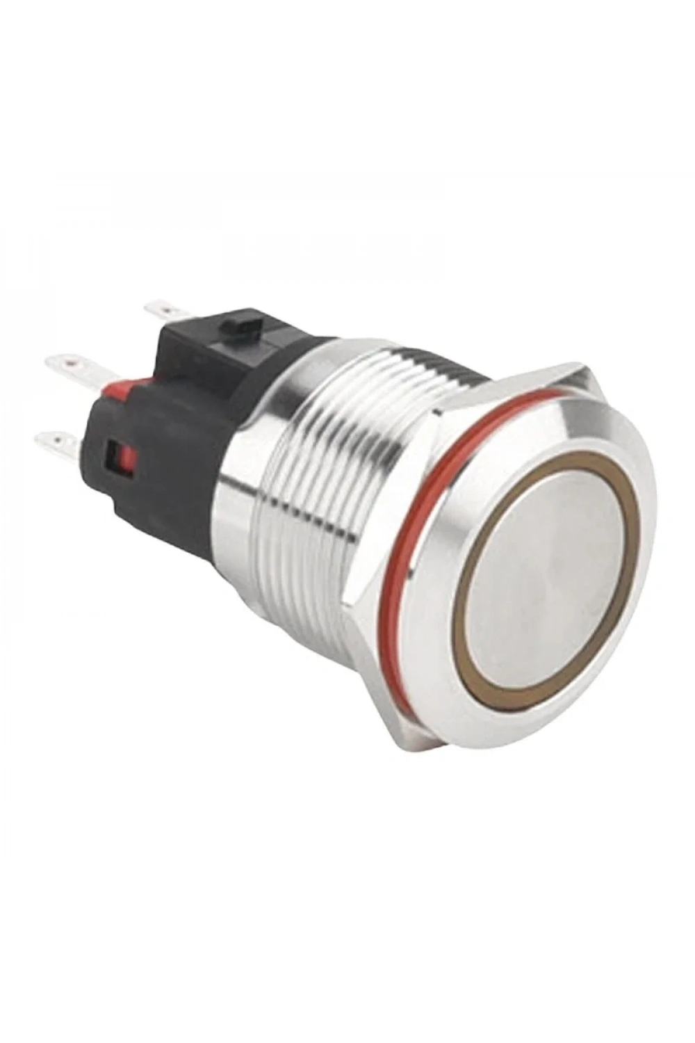 22E-P1Z-E 22mm Düz Anahtarlı Işıklı Metal Buton - Sarı