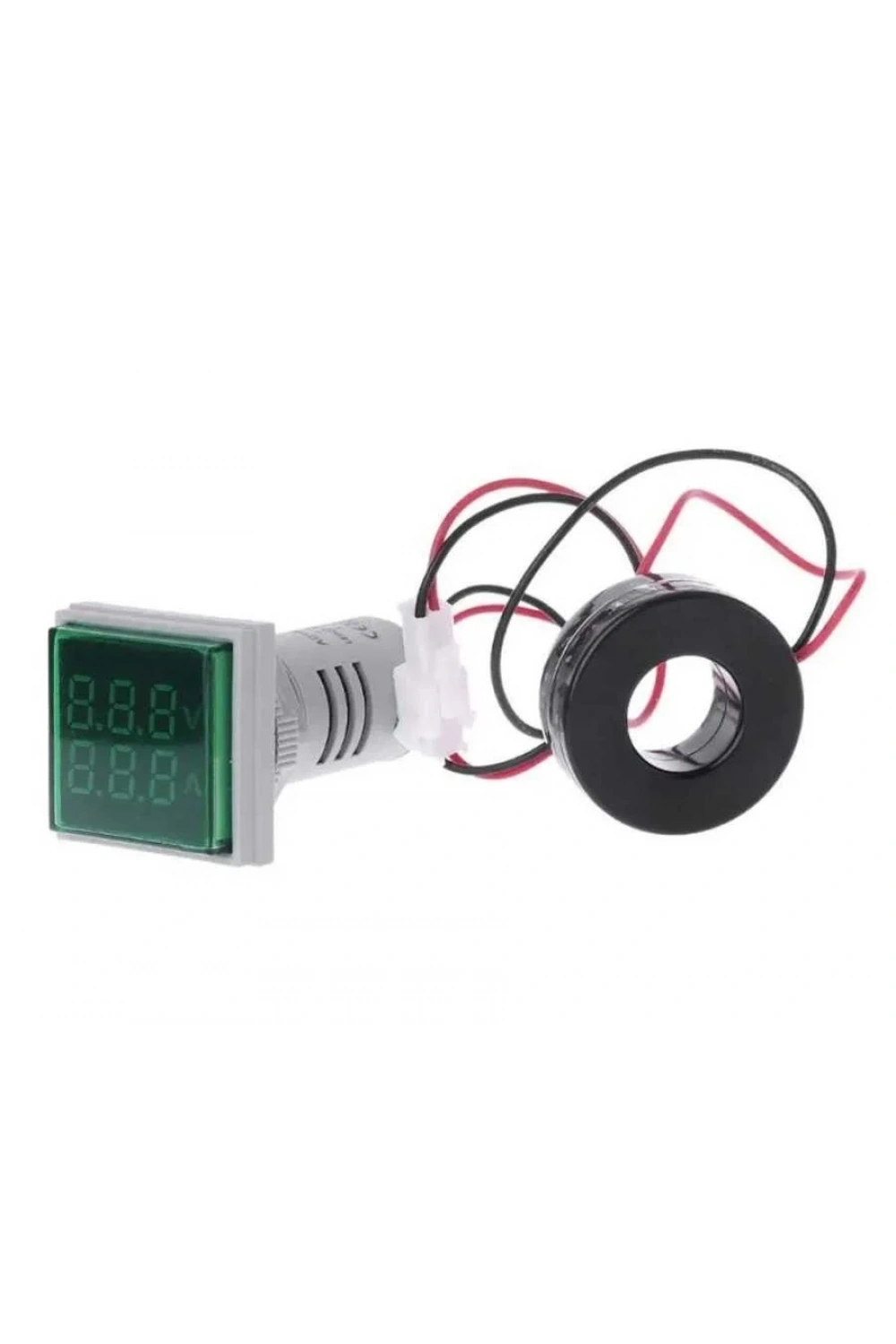 22mm Dijital Voltmetre-Ampermetre AC 20-500V 0-100A Yeşil