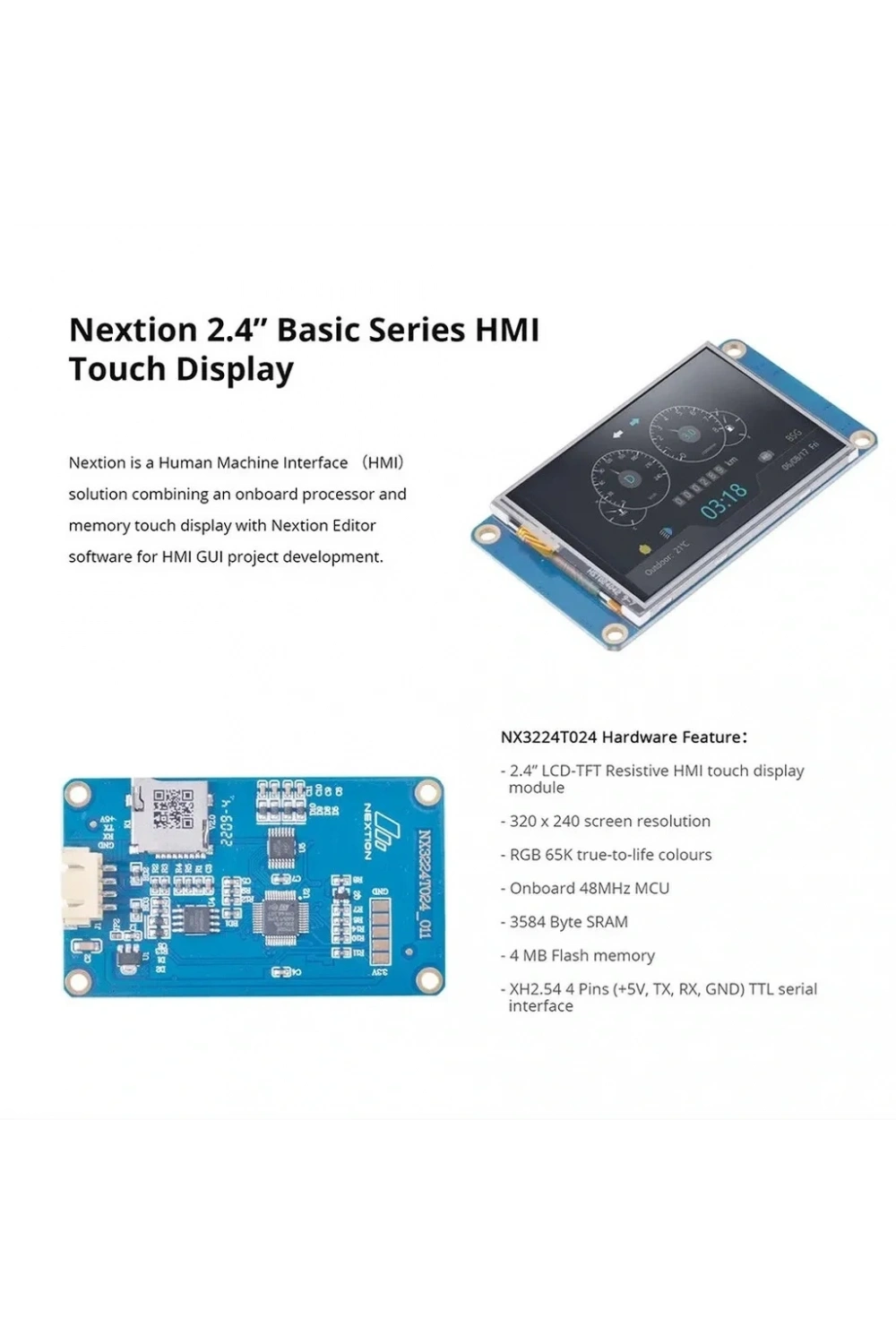 2.4 Inch Nextion 4MB Dahili Hafıza NX3224T024