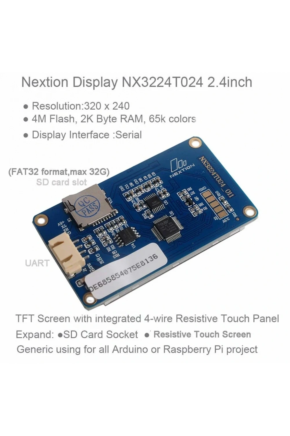 2.4 Inch Nextion 4MB Dahili Hafıza NX3224T024