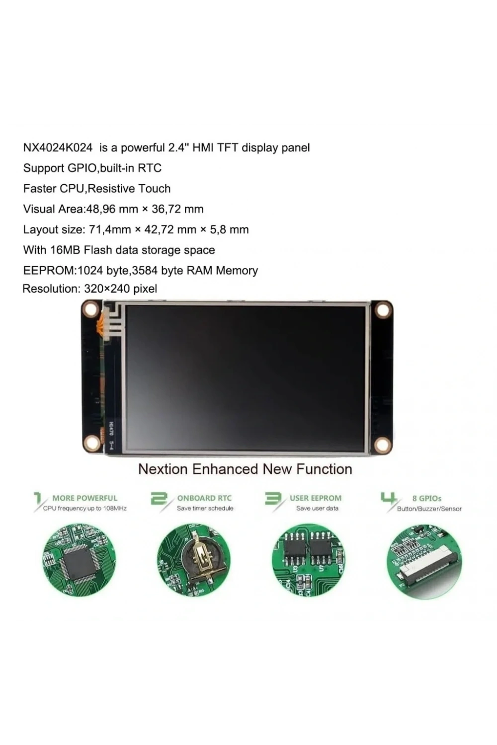 2.4 Inch Nextion Ekran 16MB Dahili Hafıza NX3224K024