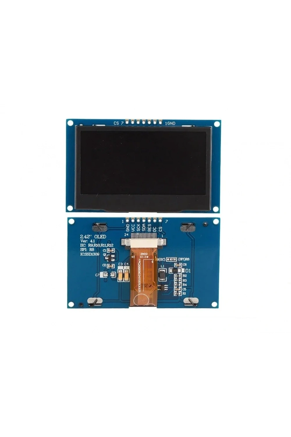 2.42 İnç VER 4.1 128x64 SSD1309 7 Pinli SPI/I2C OLED LCD Ekran Modülü