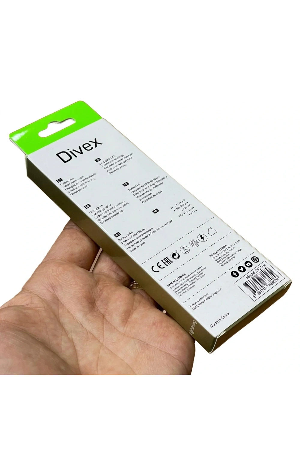 2.4A Iphone Uyumlu Lightning Şarj ve Data Kablosu 1m DC-104