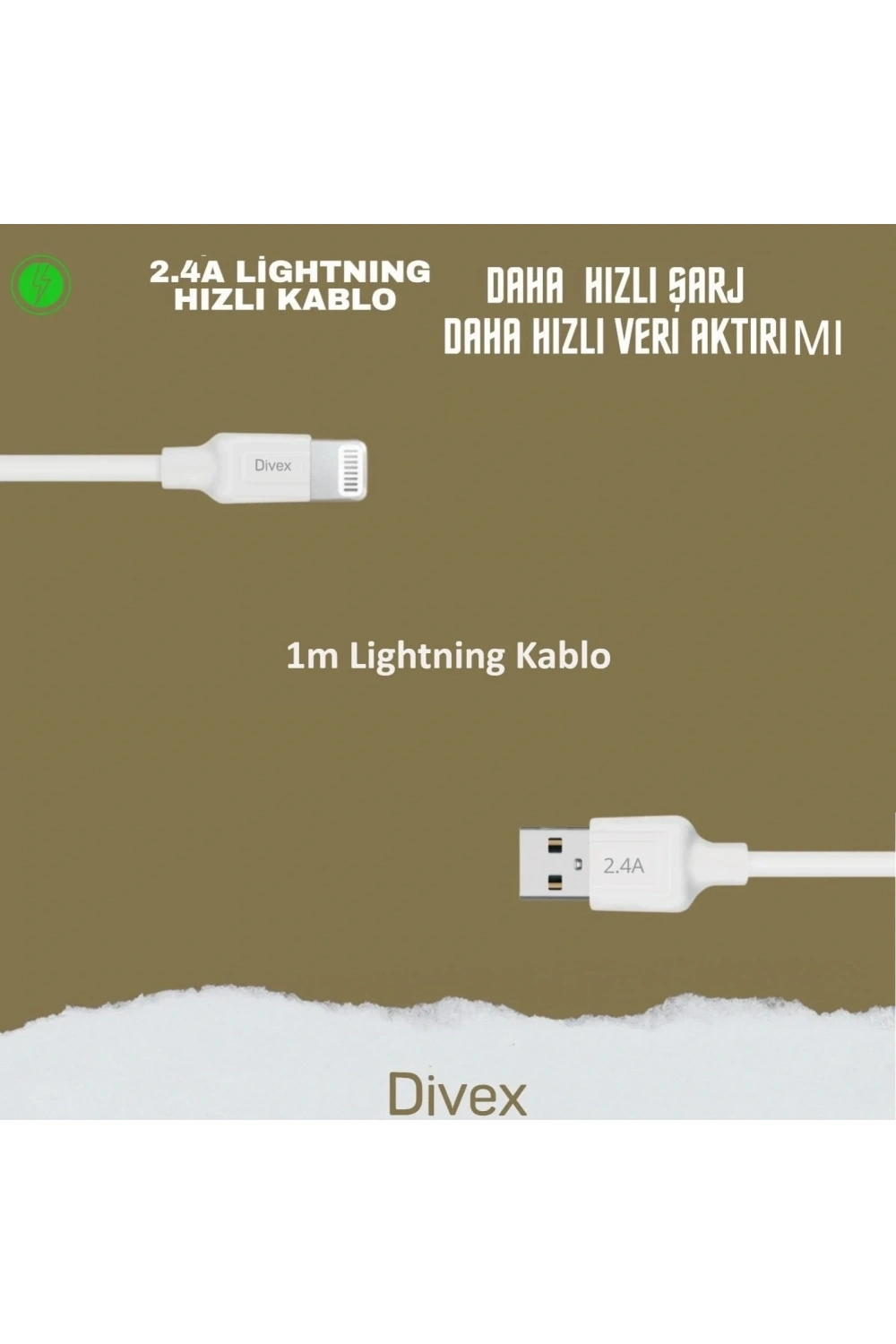 2.4A Iphone Uyumlu Lightning Şarj ve Data Kablosu 1m DC-104