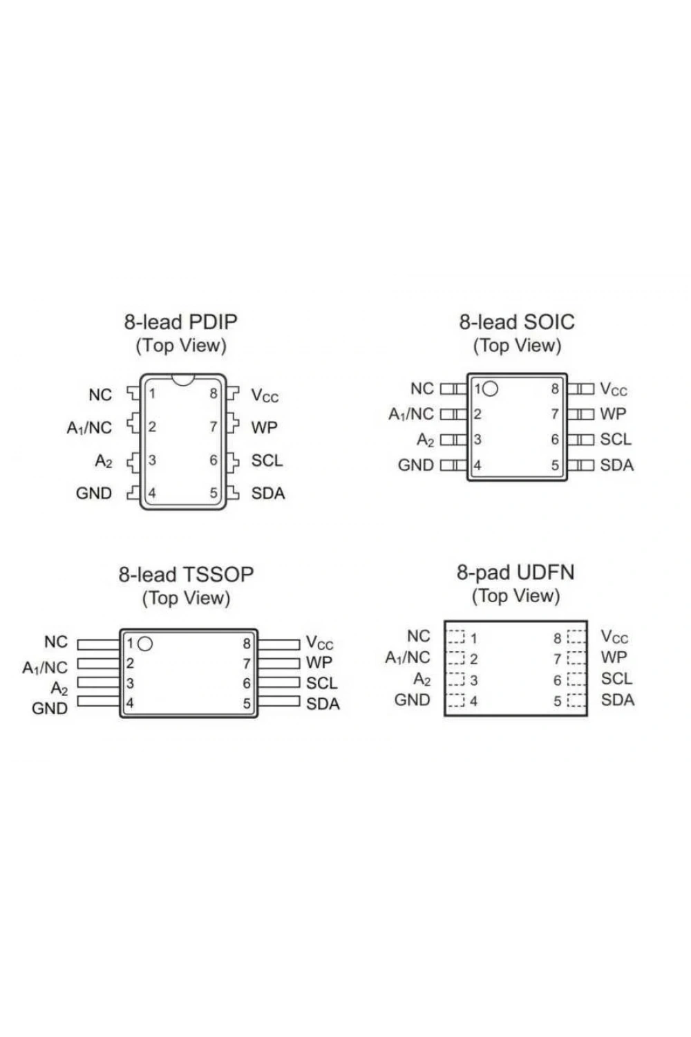 24C08 - DIP8 EEPROM Entegresi