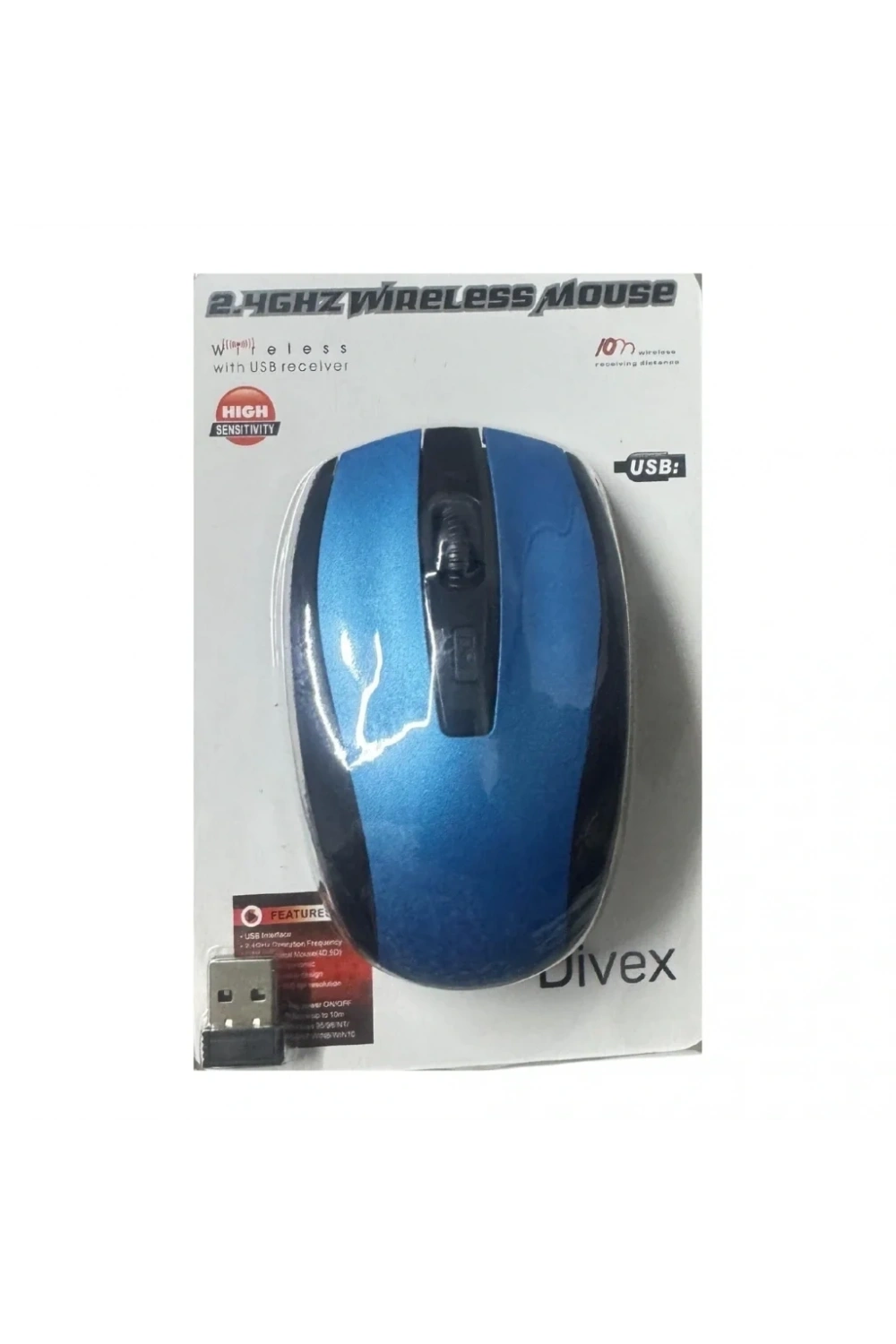 2.4GHz USB Alıcılı Wireless Mouse Kablosuz Bilgisayar Faresi Mavi DM-10
