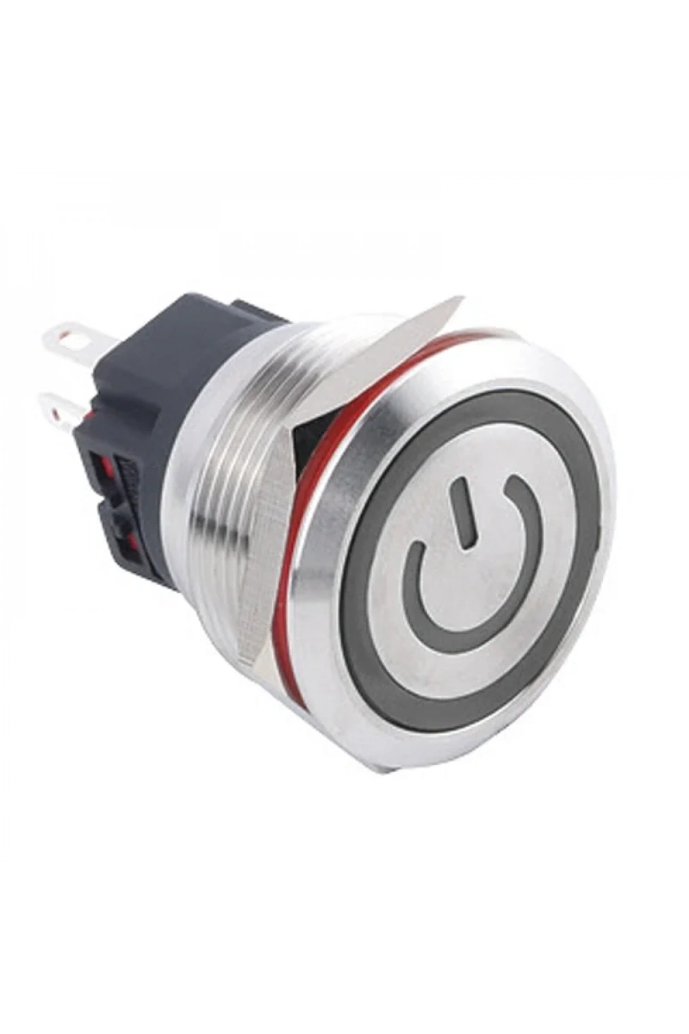 25B-P1-EC 25mm Düz Yaylı Işıklı Power Metal Buton - Beyaz