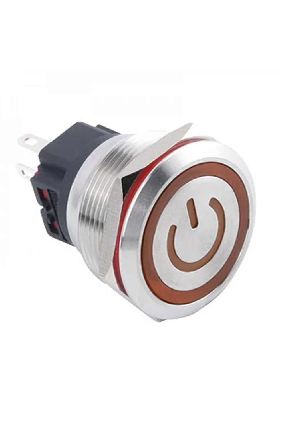 25B-P1-EC 25mm Düz Yaylı Işıklı Power Metal Buton - Sarı