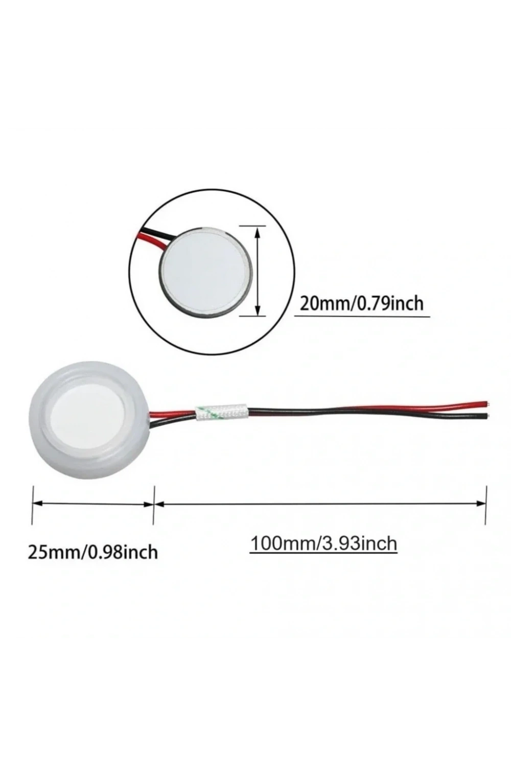 25mm Ultrasonik Sis Buhar Yapıcı Piezo Sensör Kablolu