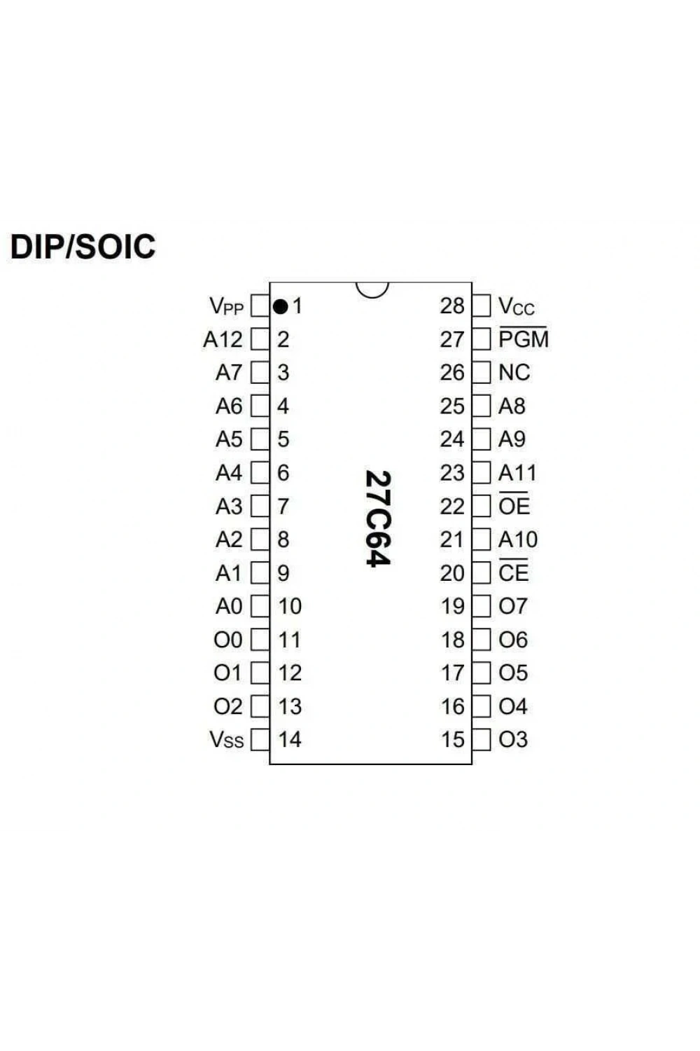 27C64 - FDIP28W EEPROM Entegresi
