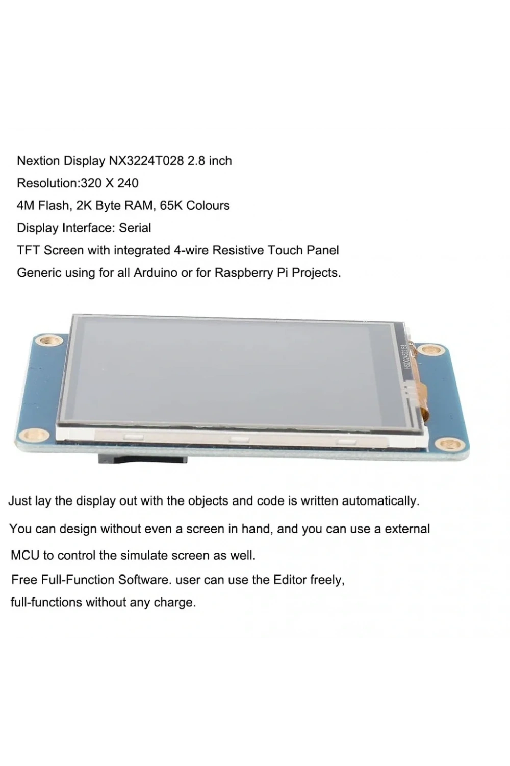 2.8 Inch Nextion 4MB Dahili Hafıza NX3224T028