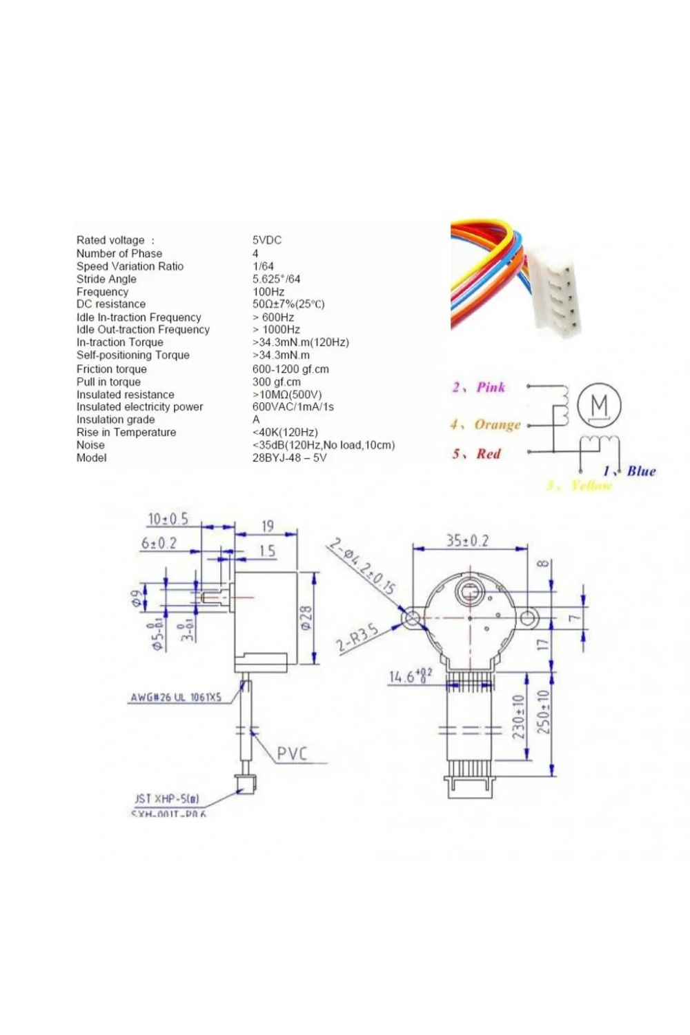 28BYJ-48 5V Redüktörlü Step Motor - ULN2003A Sürücü Kartı