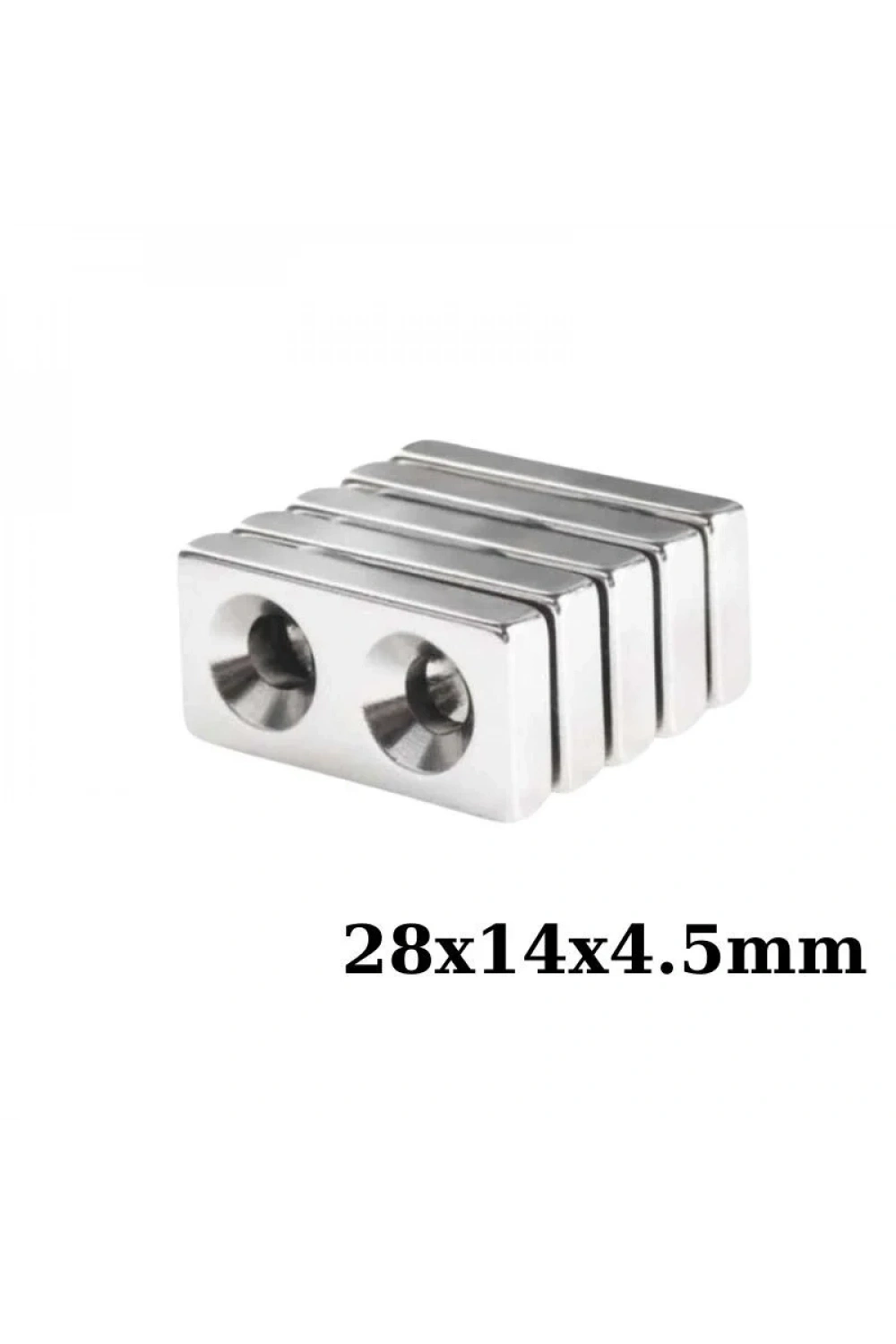 28x14x4.5-5mm Çift Havşa Delikli Neodyum Güçlü Mıknatıs - Neodim Magnet