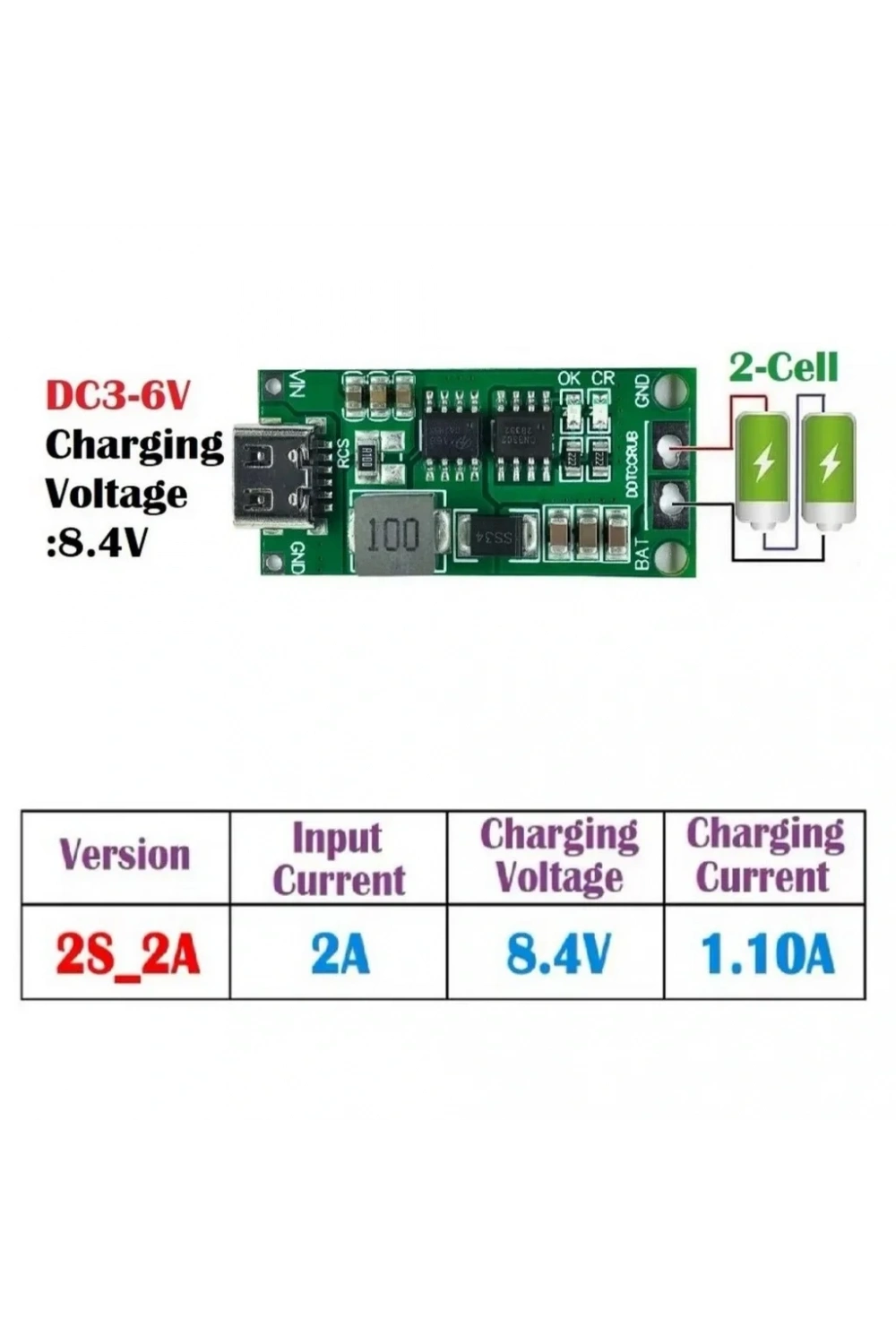 2S 2A Type-C Şarj Modülü Çok Hücreli 18650 Lityum Pil Şarj Devresi 8.4V