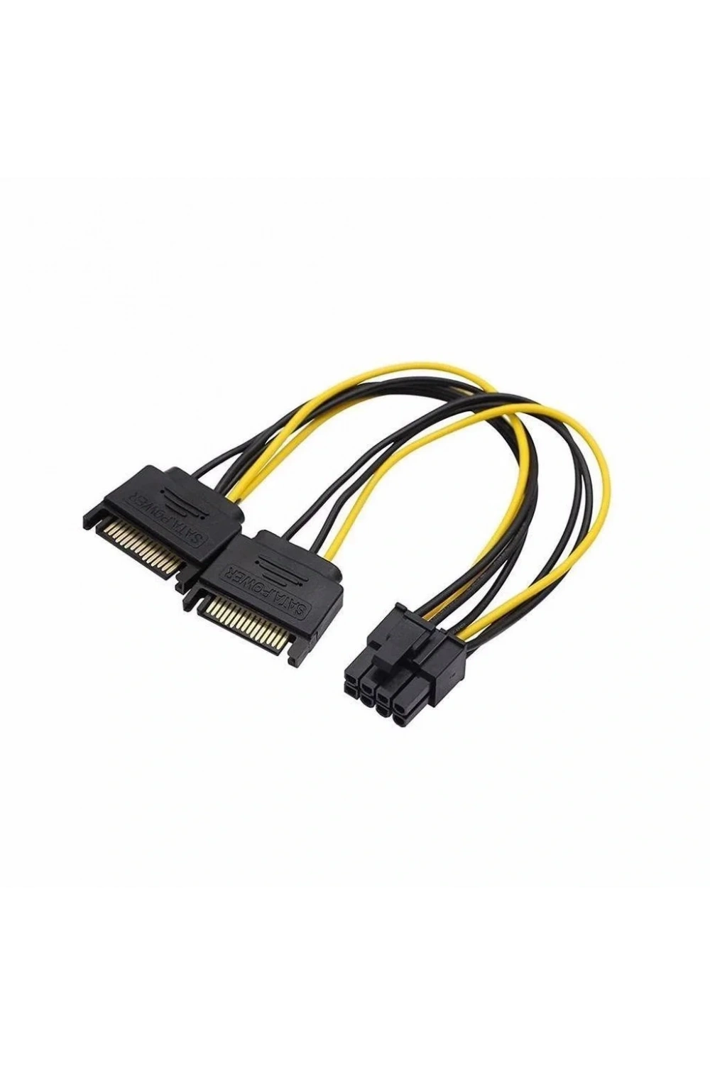 2X SATA Power Kablo To 8 Pin (6+2 ) Pci-e Dönüştürücü Güç Kablosu