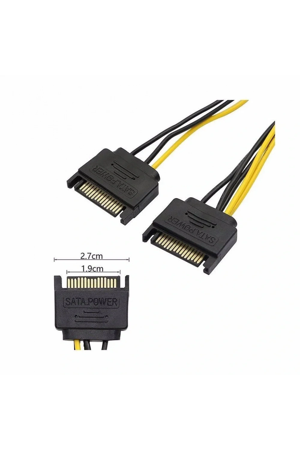 2X SATA Power Kablo To 8 Pin (6+2 ) Pci-e Dönüştürücü Güç Kablosu