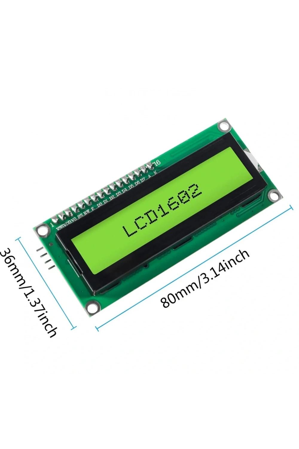 2x16 LCD - LCD1602 Yeşil Ekran + IIC/I2C Arayüz Modülü