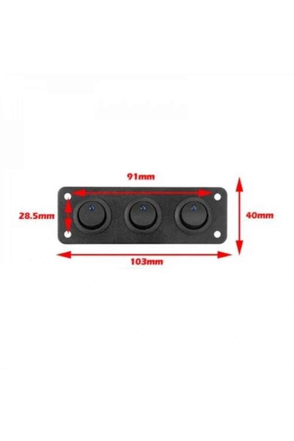 3lü ON-OFF Mavi Nokta Işıklı Anahtar Switch Panel 12V-24V